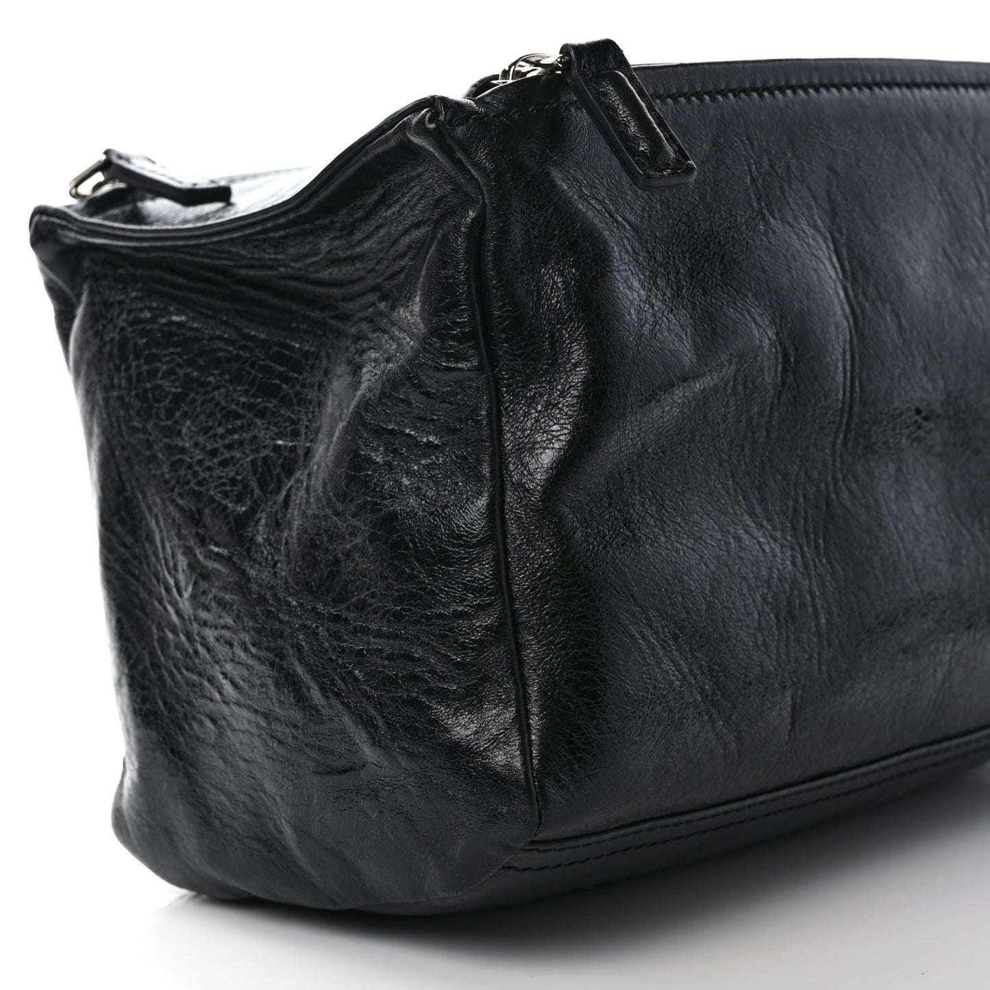 Crinkled Patent Small Pandora Black