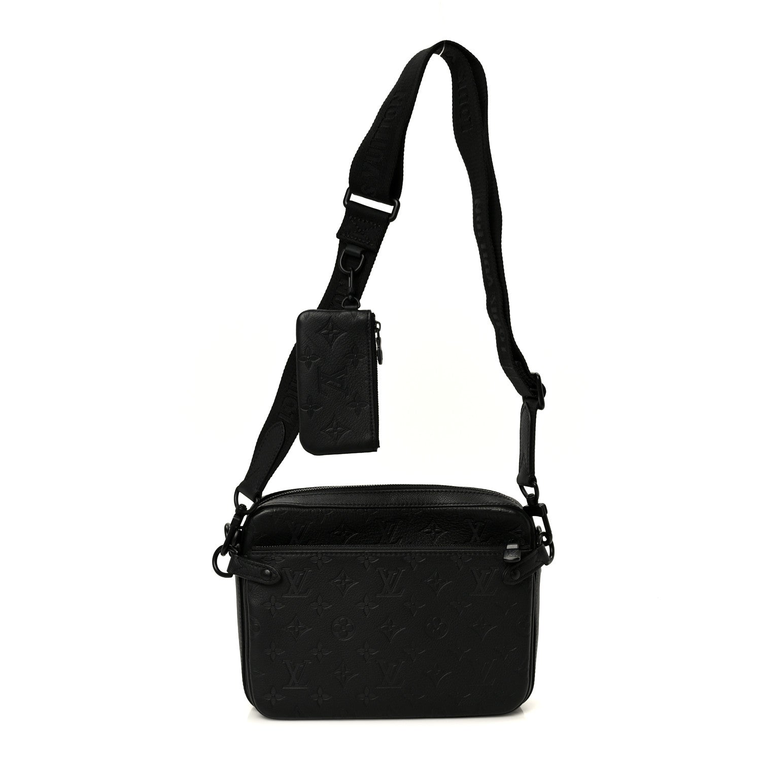 Louis Vuitton Calfskin Monogram Shadow Trio Messenger Black 1 of 10