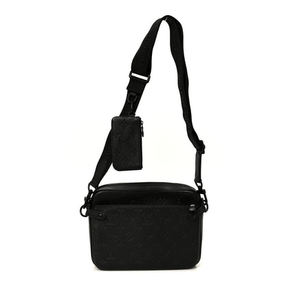 Louis Vuitton Calfskin Monogram Shadow Trio Messenger Black 1 of 10
