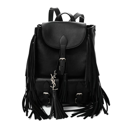 Saint Laurent Calfskin Fringe Festival Backpack Black 1 of 9