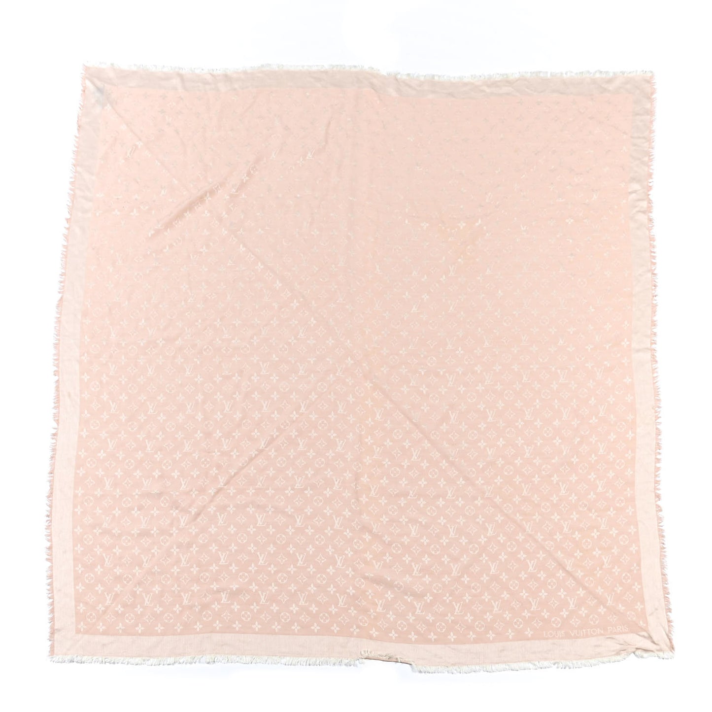 Silk Wool Monogram Shawl Rose