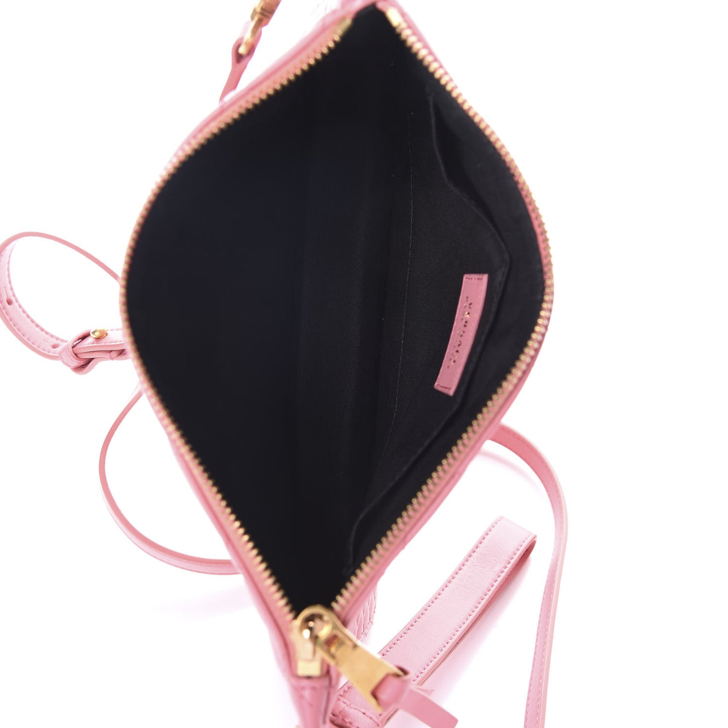 Calfskin Quilted Tribute Icon Crossbody Flat Pouch Pink