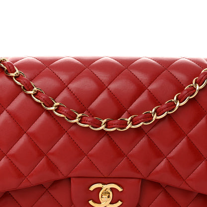 Chanel Lambskin Quilted Jumbo Double Flap Red 8 of 13