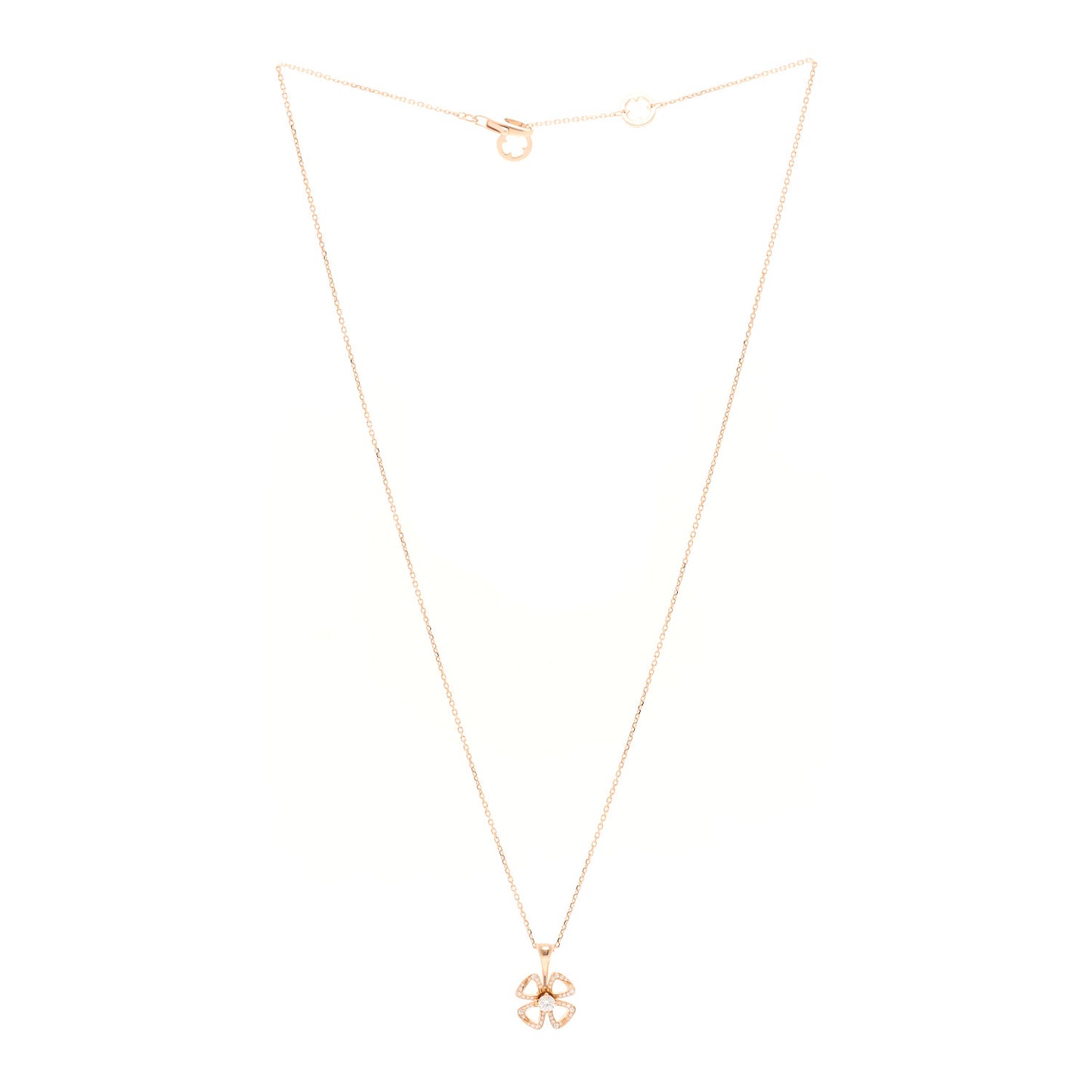 18K Rose Gold Diamond Fiorever Pave Pendant Necklace