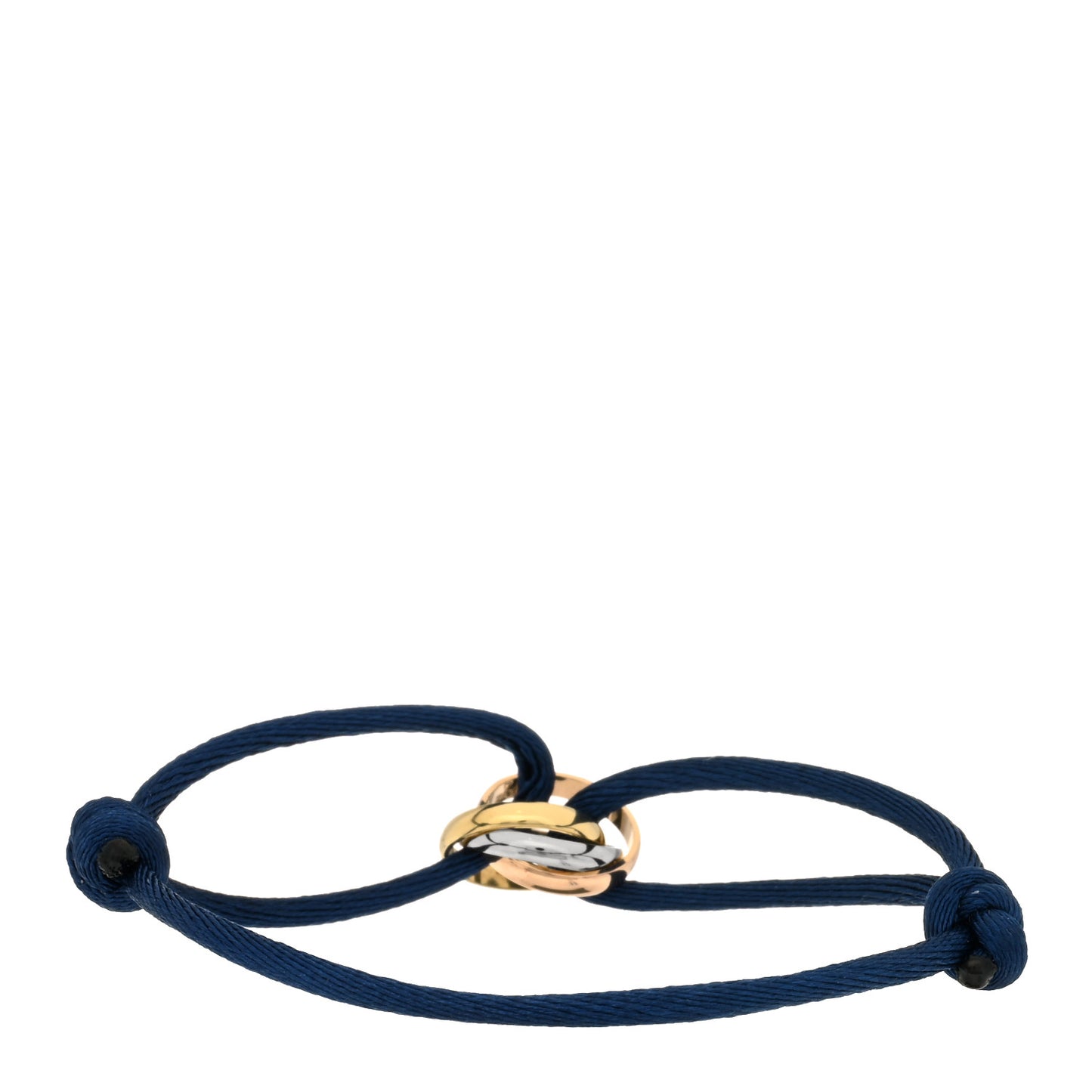 18K Pink Yellow White Gold Trinity Adjustable Cord Bracelet Blue