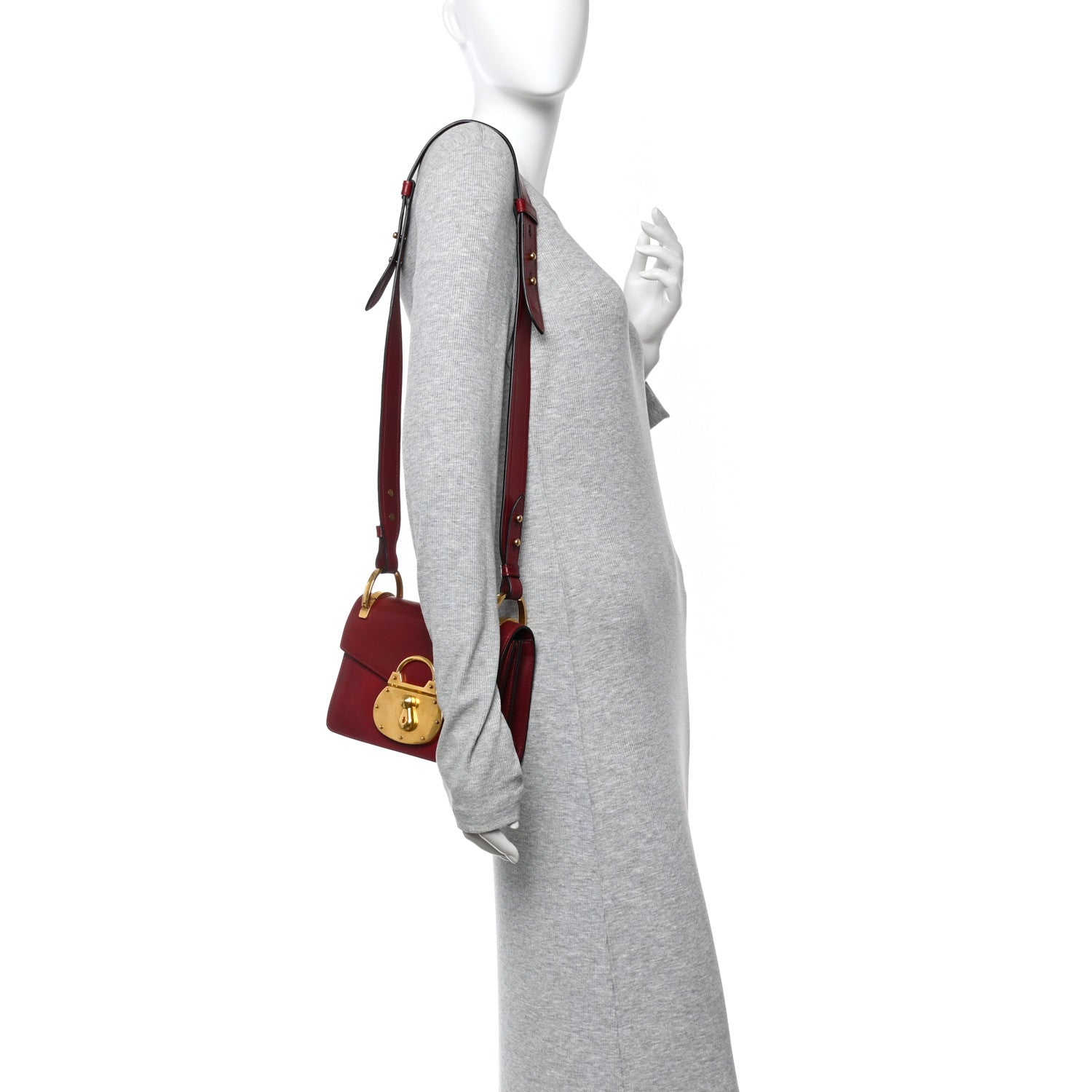 Prada Antic Soft Padlock Shoulder Bag Granato 2 of 10