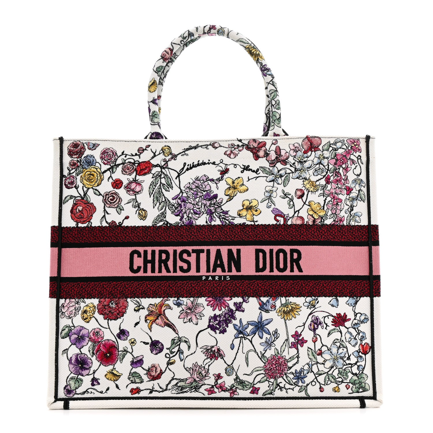 Christian Dior Canvas Embroidered Large Florilegio Book Tote White Multicolor 1 of 13