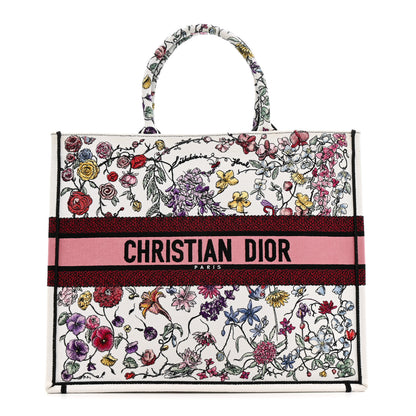 Christian Dior Canvas Embroidered Large Florilegio Book Tote White Multicolor 1 of 13