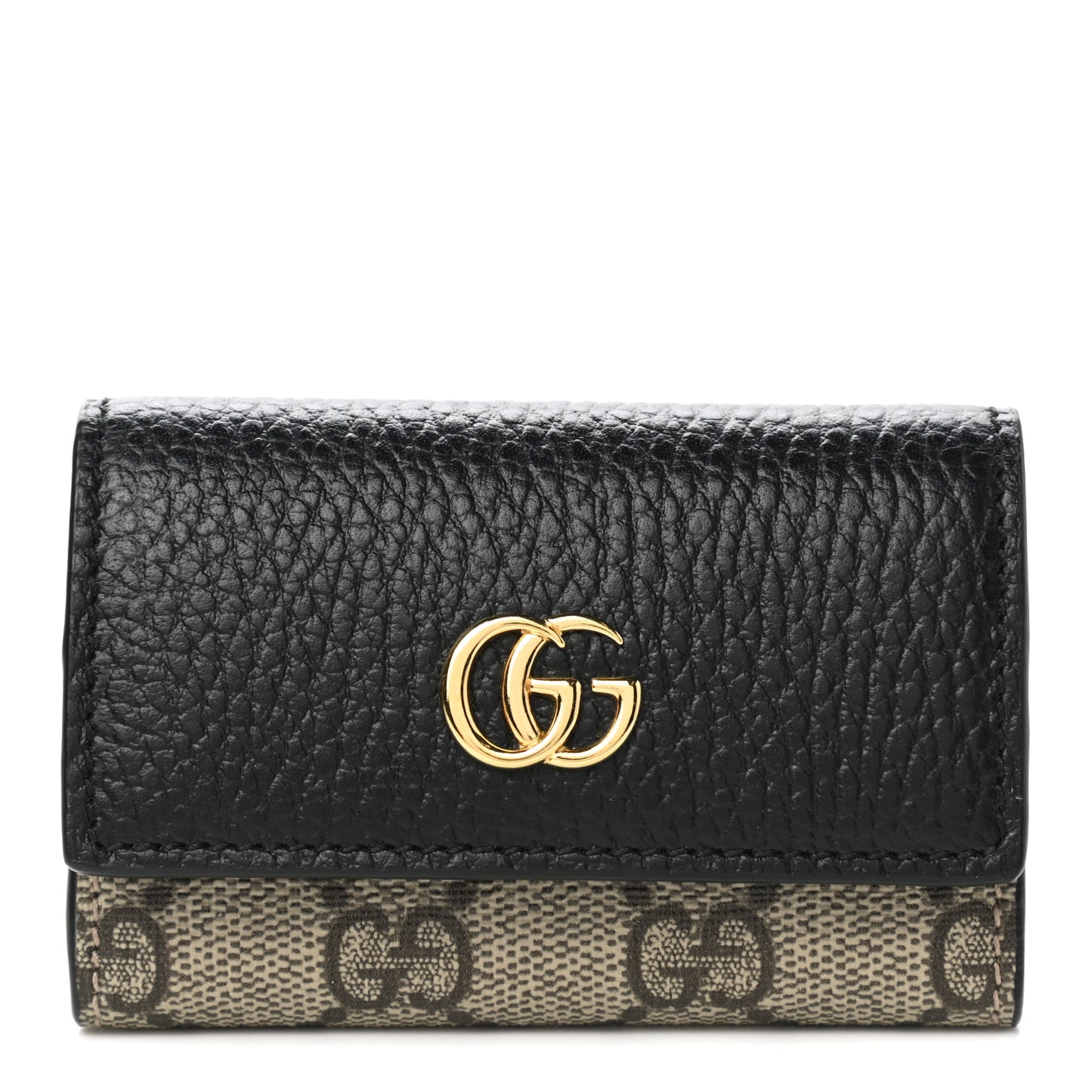Dollar Calfskin GG Supreme Monogram GG Marmont 6 Key Holder Case Black Beige Ebony