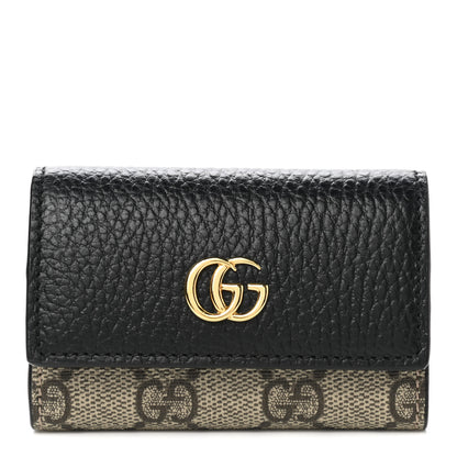 Gucci Dollar Calfskin GG Supreme Monogram GG Marmont 6 Key Holder Case Black Beige Ebony 1 of 9