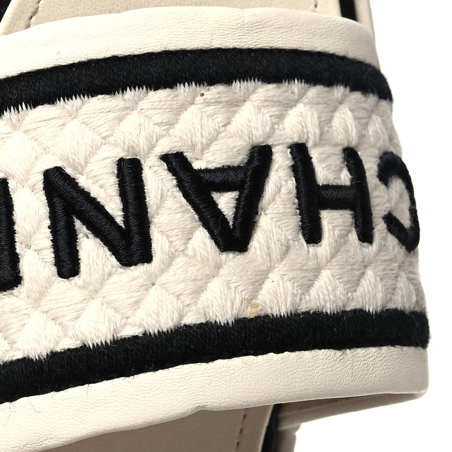 Lambskin Embroidered Logo Mules 38 Ivory Black