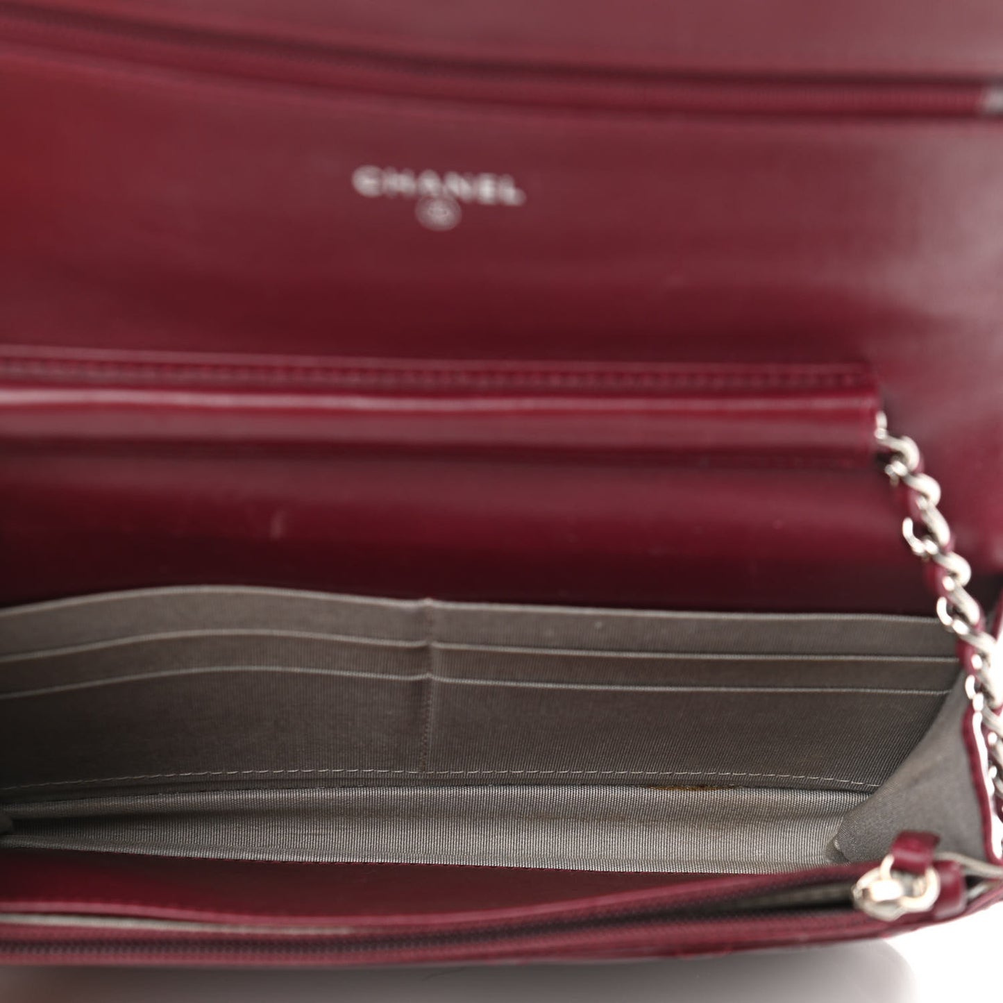 Patent Quilted Brilliant Wallet On Chain WOC Red