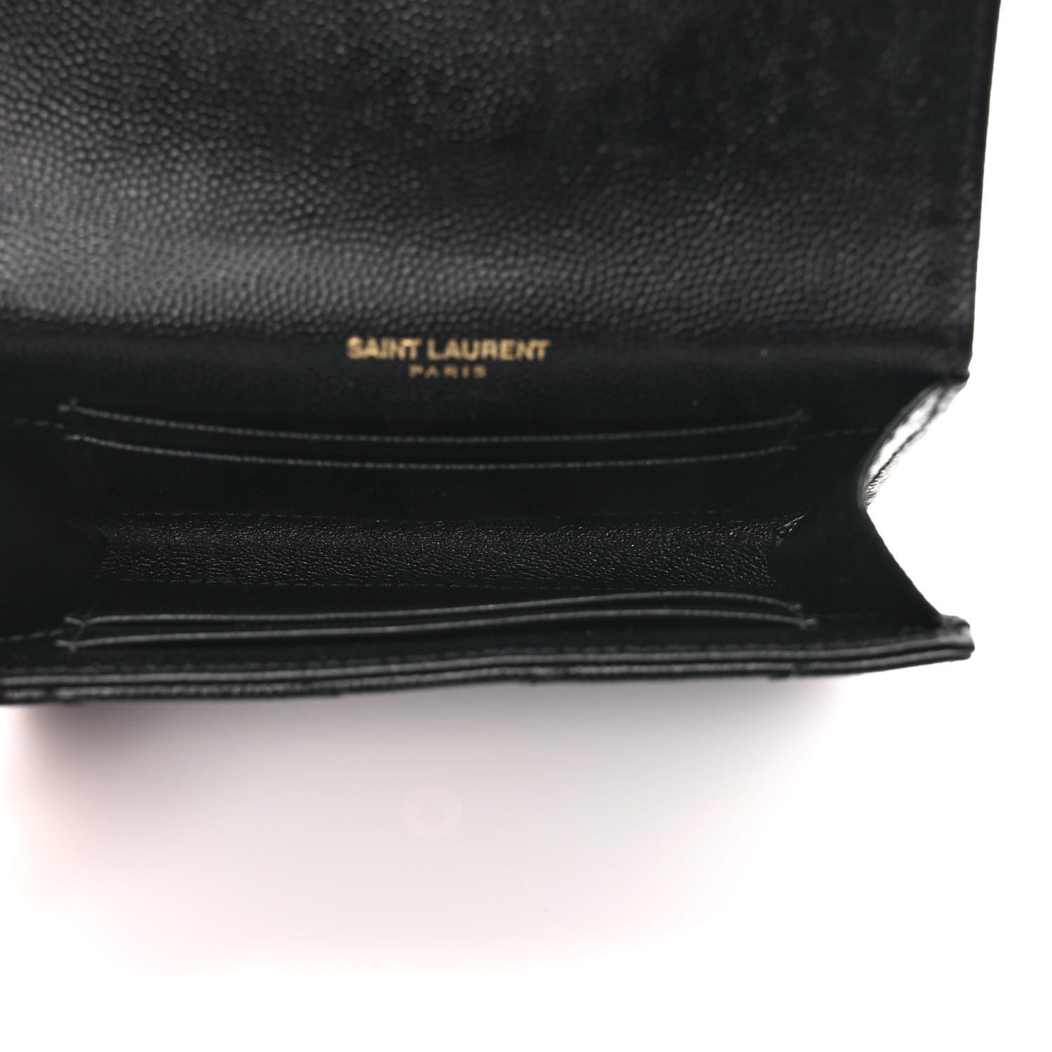 Saint Laurent Grain De Poudre Matelasse Chevron Small Monogram Envelope Wallet Black 5 of 6