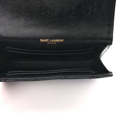 Saint Laurent Grain De Poudre Matelasse Chevron Small Monogram Envelope Wallet Black 5 of 6