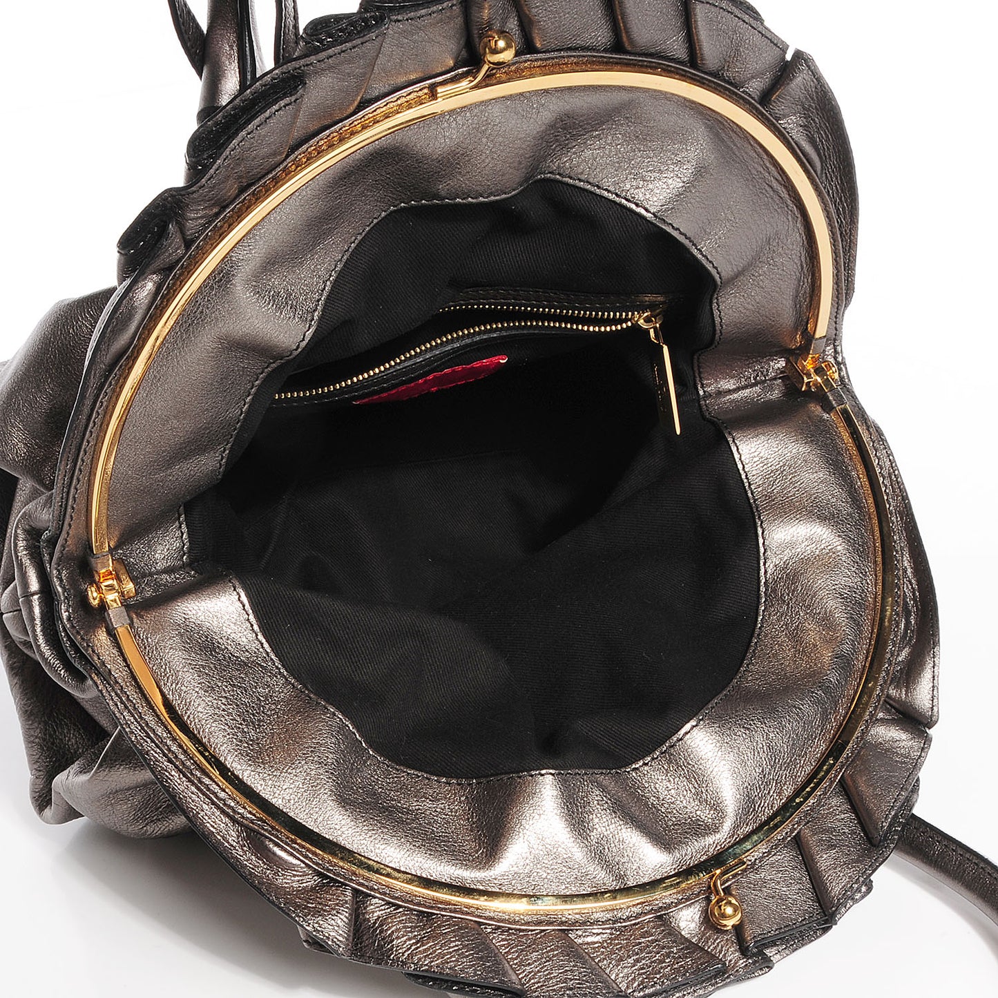 Calfskin Vanite Studded Dome Bag Metallic Copper