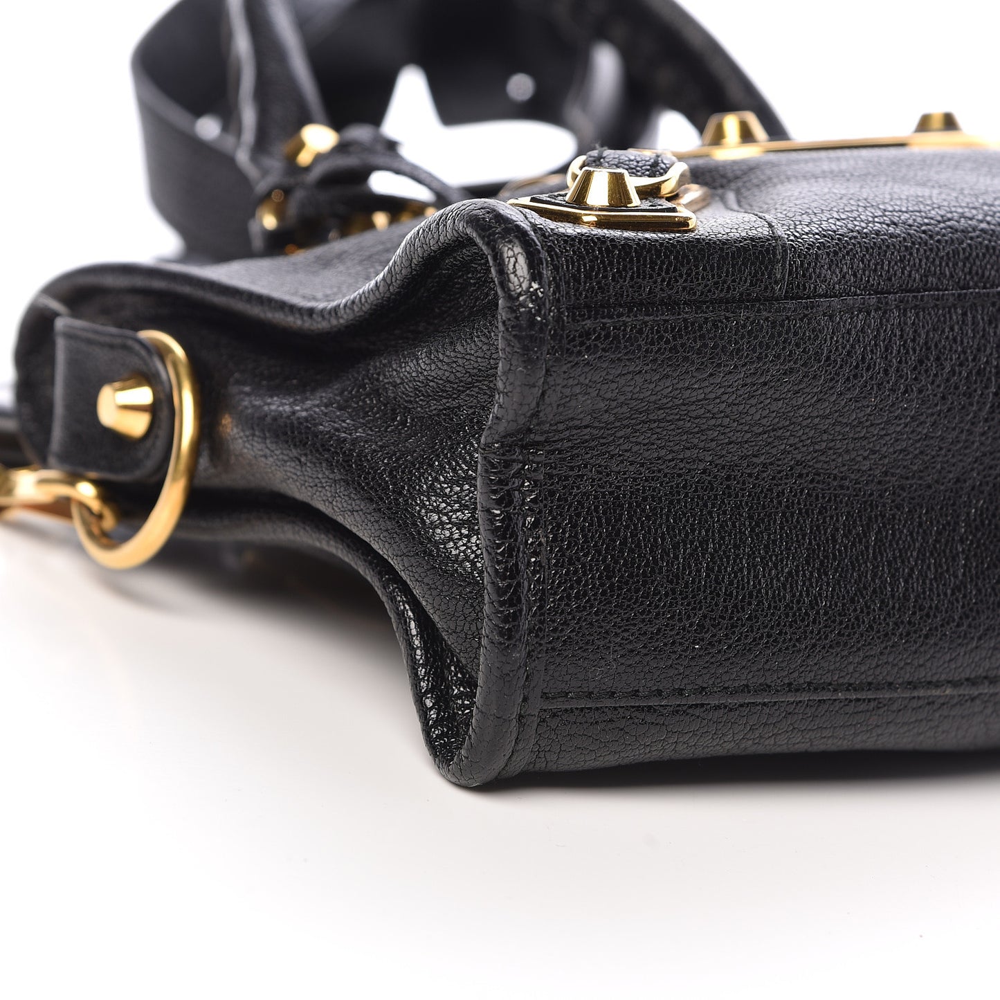 Chevre Gold Metallic Edge Hardware Mini City Black