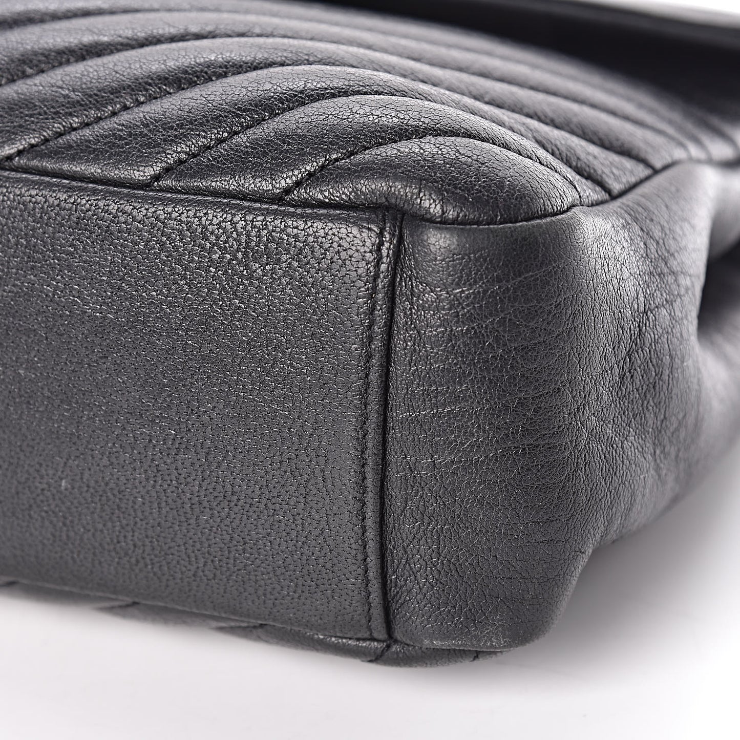 Sheepskin Matelasse Chevron Monogram Large College Satchel Black