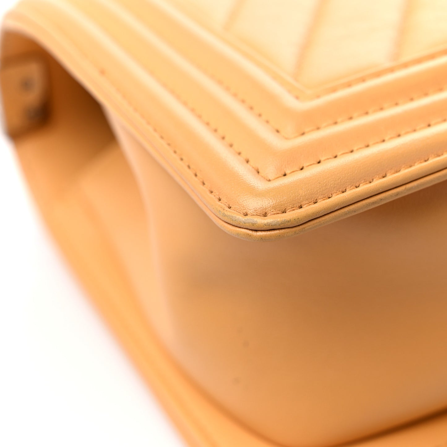 Calfskin Chevron Quilted Medium Boy Flap Yellow