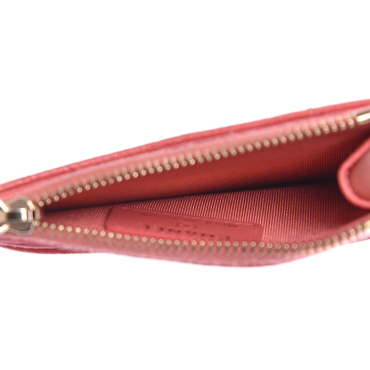 Caviar Quilted CC Zip Card Holder Pink