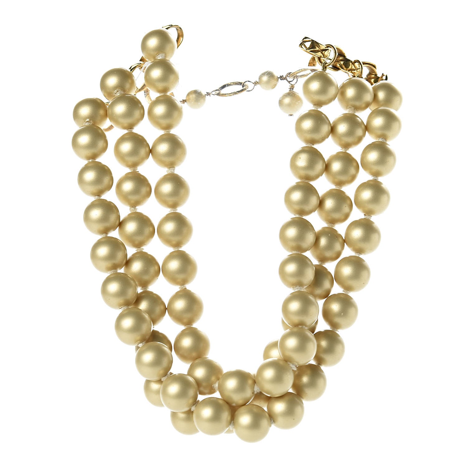 Chanel Pearl Layered Choker Necklace Gold 3 of 5