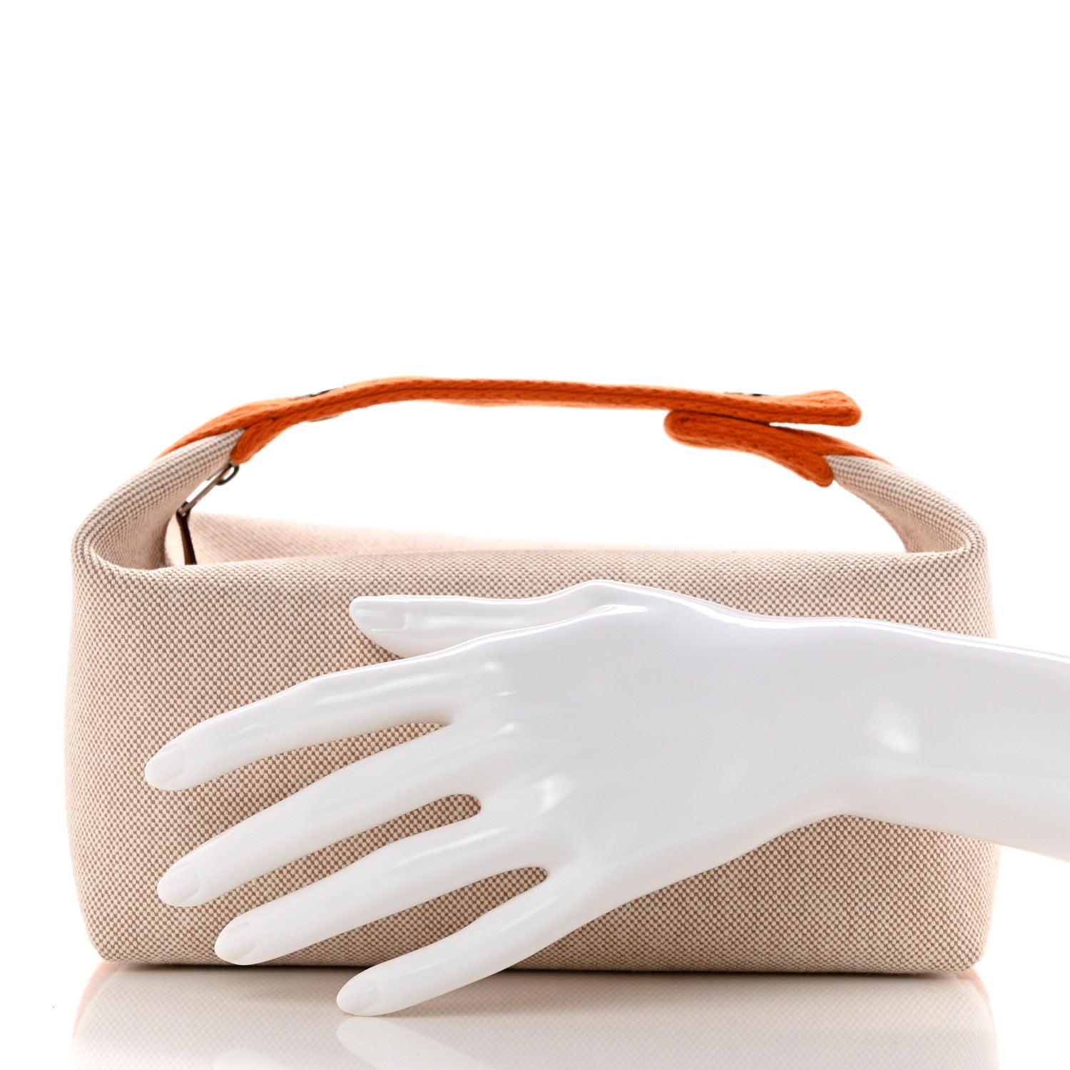 Hermes Canvas Small Bride-A-Brac Pouch Natural Orange 2 of 7