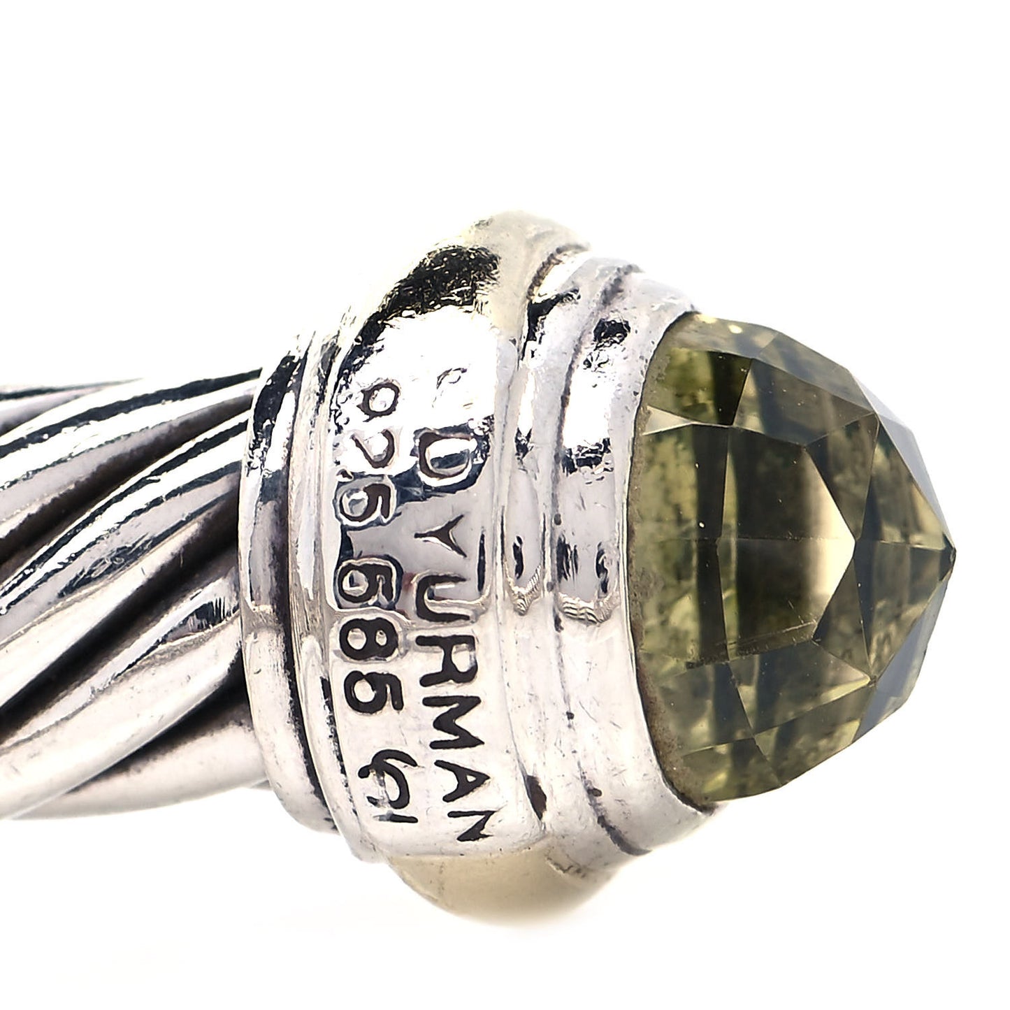 Sterling Silver 14K Yellow Gold Prasiolite 7mm Cable Classics Bracelet
