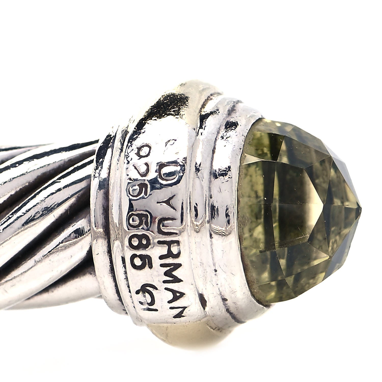 David Yurman Sterling Silver 14K Yellow Gold Prasiolite 7mm Cable Classics Bracelet 4 of 6
