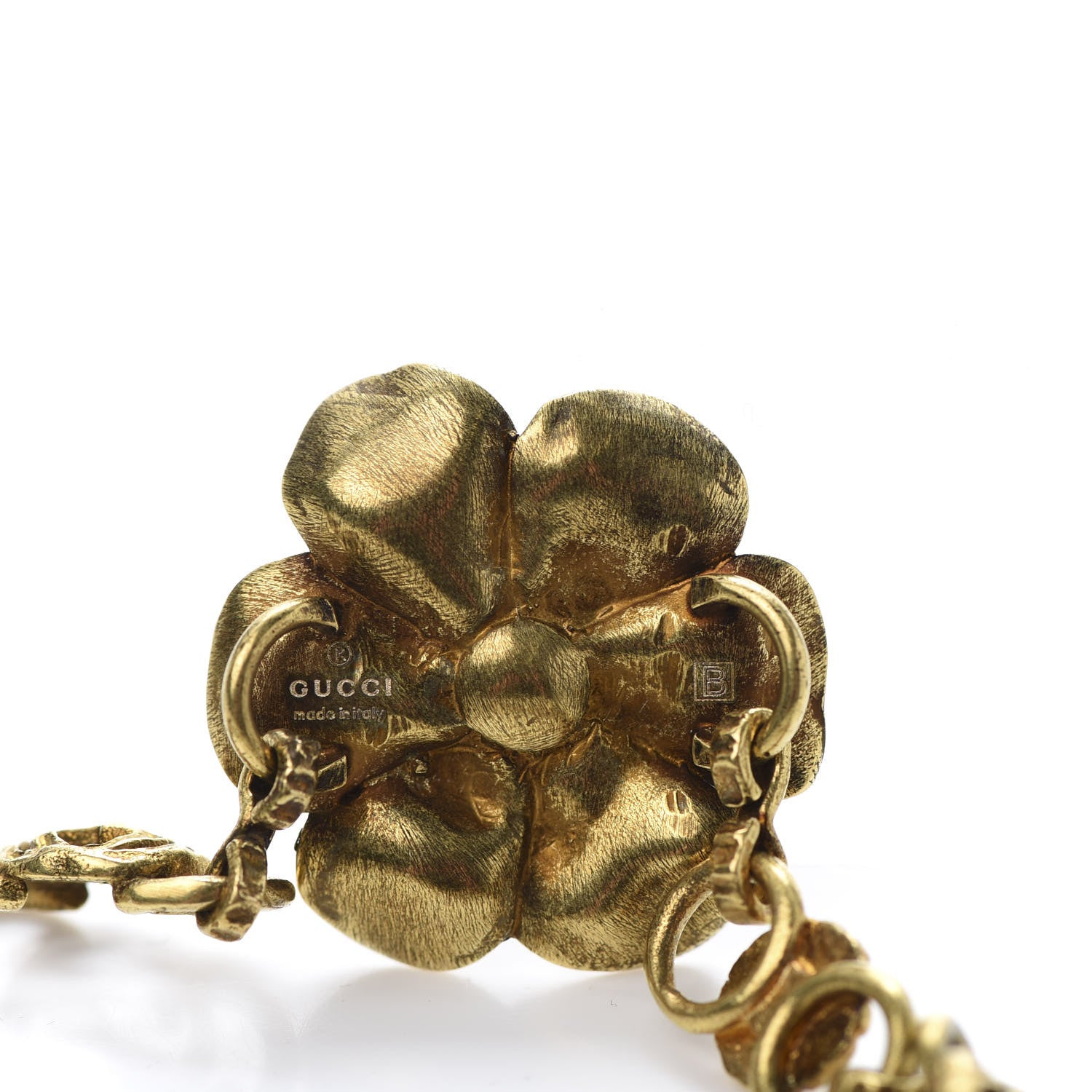 Gucci Metal Floral Detail Bracelet Aged Gold 5 of 5