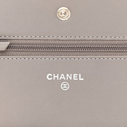 Chanel Striated Patent Quilted Wallet On Chain WOC Beige 6 of 12