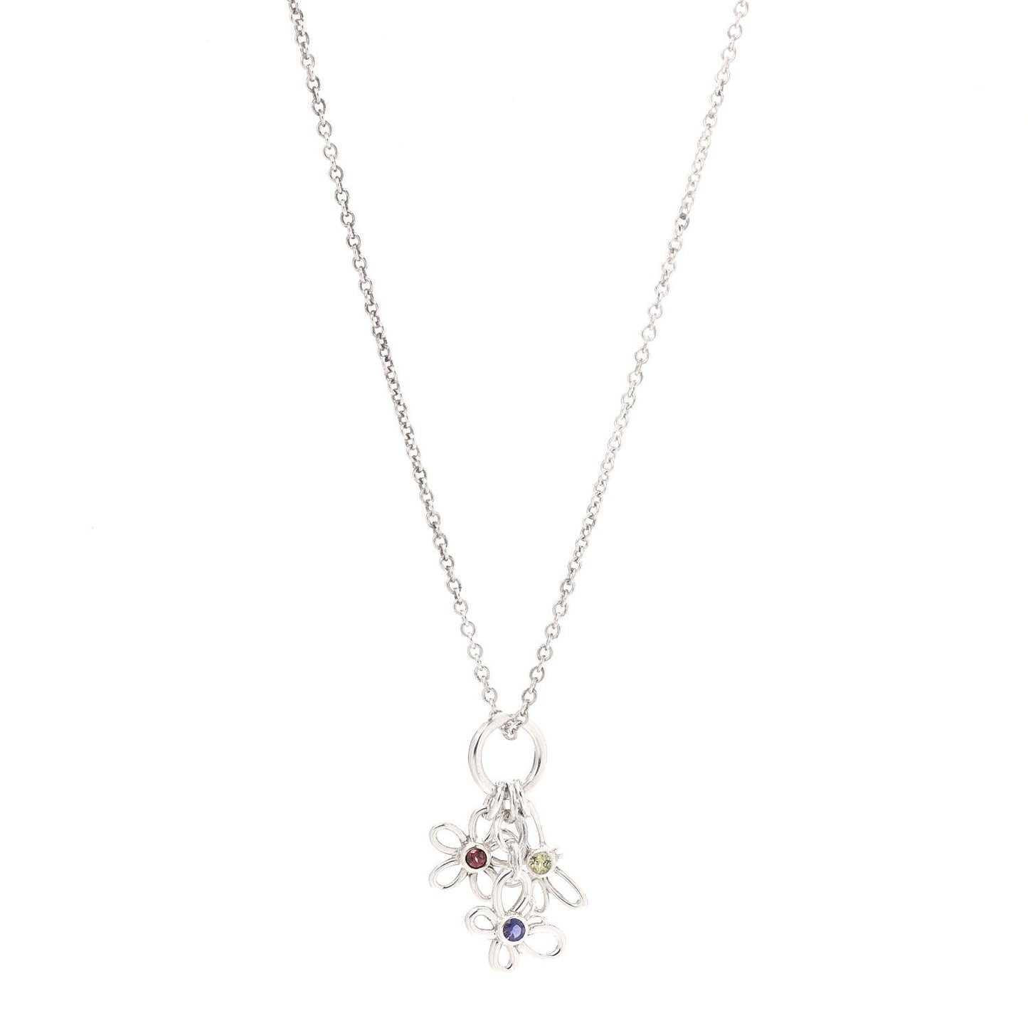 Sterling Silver Peridot Iolite Garnet Butterfly Flower Dragonfly Pendant Necklace