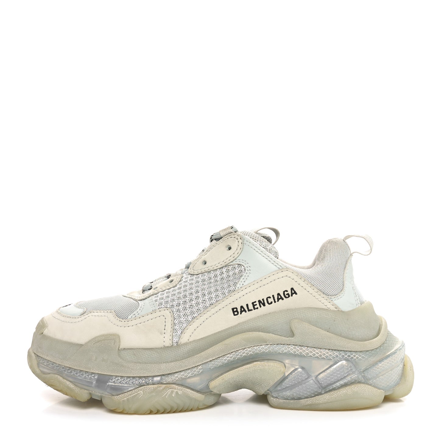 Fabric Mesh Clear Sole Womens Triple S Sneakers 39 Pearl Grey