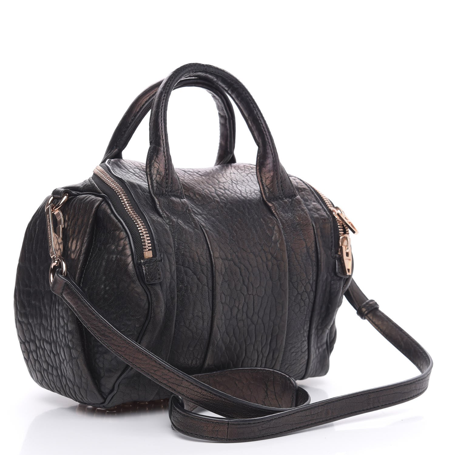 Alexander Wang Pebbled Lambskin Rockie Black Rose Gold Hardware 4 of 16