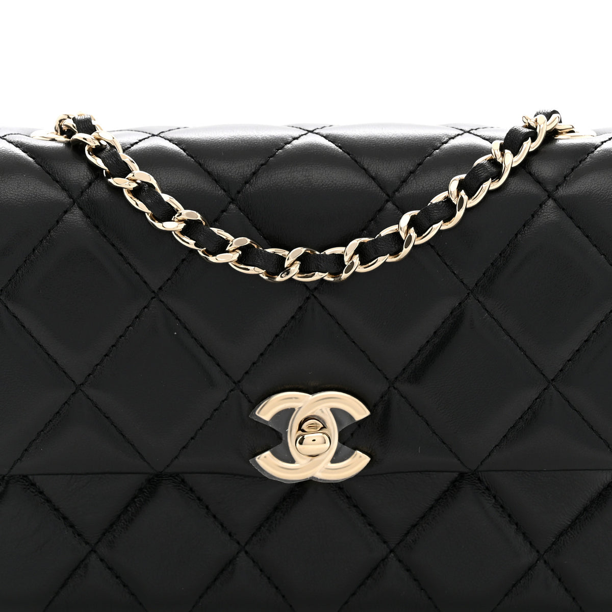 Chanel Lambskin Quilted Rectangular Phone Holder Clutch With Chain Black 8 of 11
