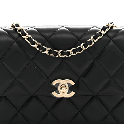 Chanel Lambskin Quilted Rectangular Phone Holder Clutch With Chain Black 8 of 11