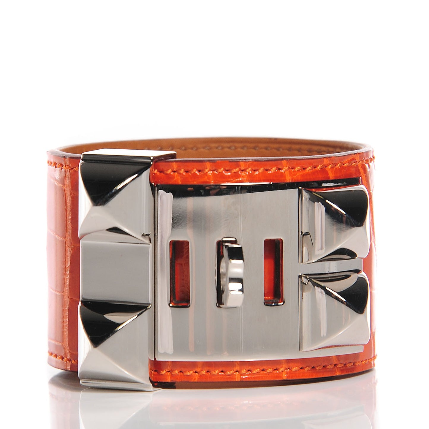 Shiny Alligator Collier De Chien CDC Bracelet Orange Small