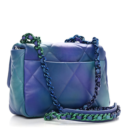 Chanel Tie Dye Calfskin Quilted Medium Chanel 19 Flap Blue Purple 3 of 9