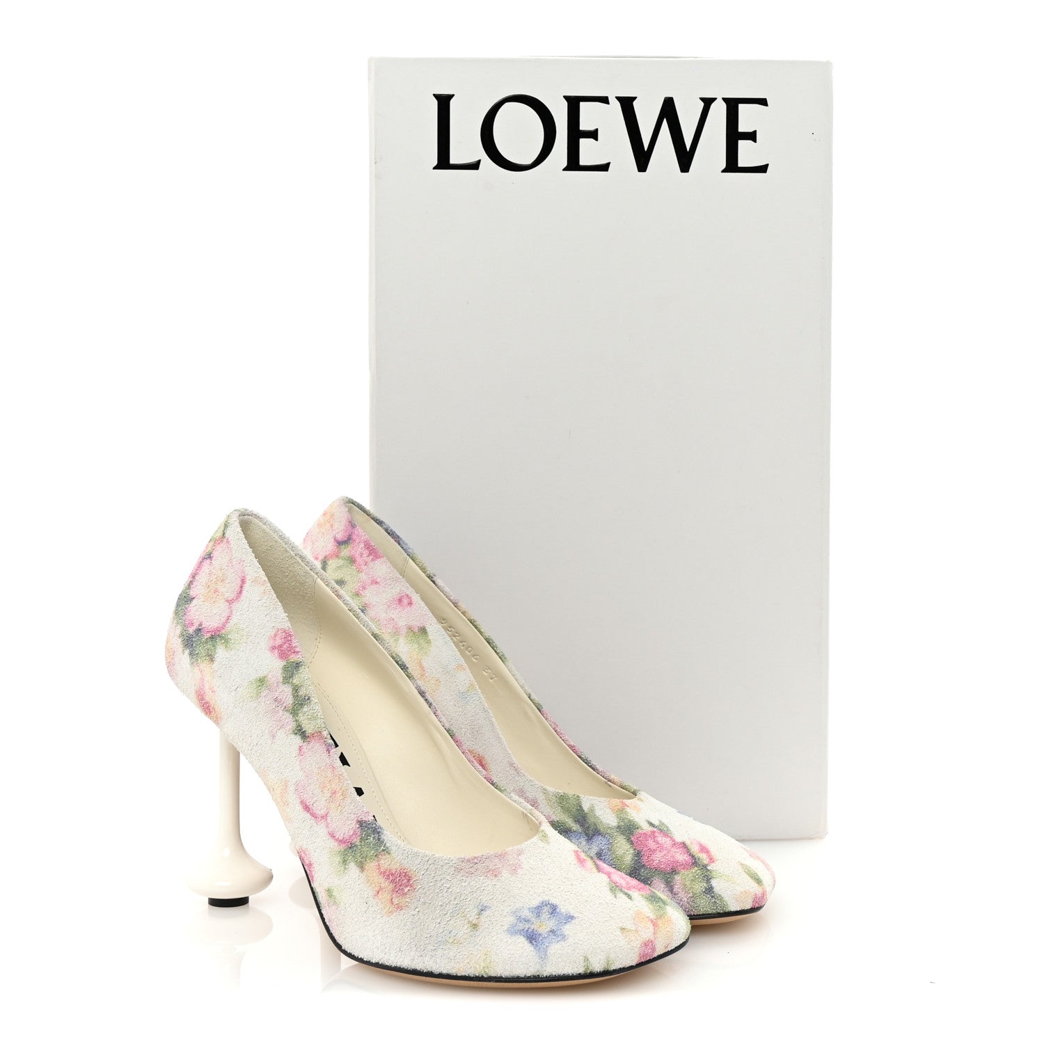 Loewe Suede Floral Toy Pumps 90 37 White Pink Multicolor 10 of 10