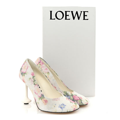 Loewe Suede Floral Toy Pumps 90 37 White Pink Multicolor 10 of 10