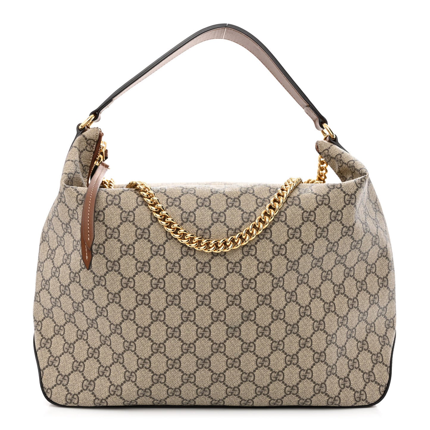 GG Supreme Monogram Large Linea A Hobo Light Brown