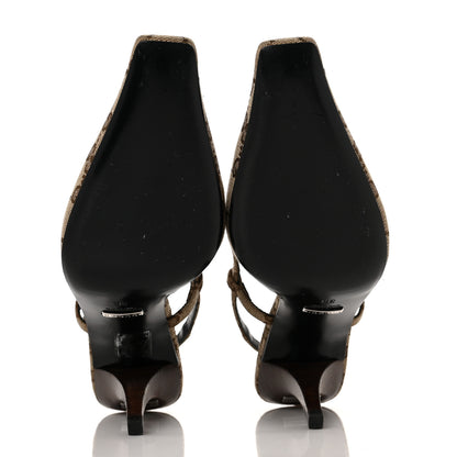 Gucci Monogram Malga Kid Square G 75mm Slingback Pumps 36 Beige Ebony New Acero 5 of 8