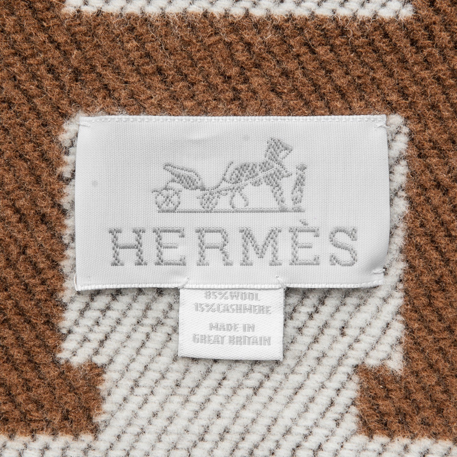 Hermes Wool Cashmere New Classic Avalon Blanket Ecru Camel 4 of 4
