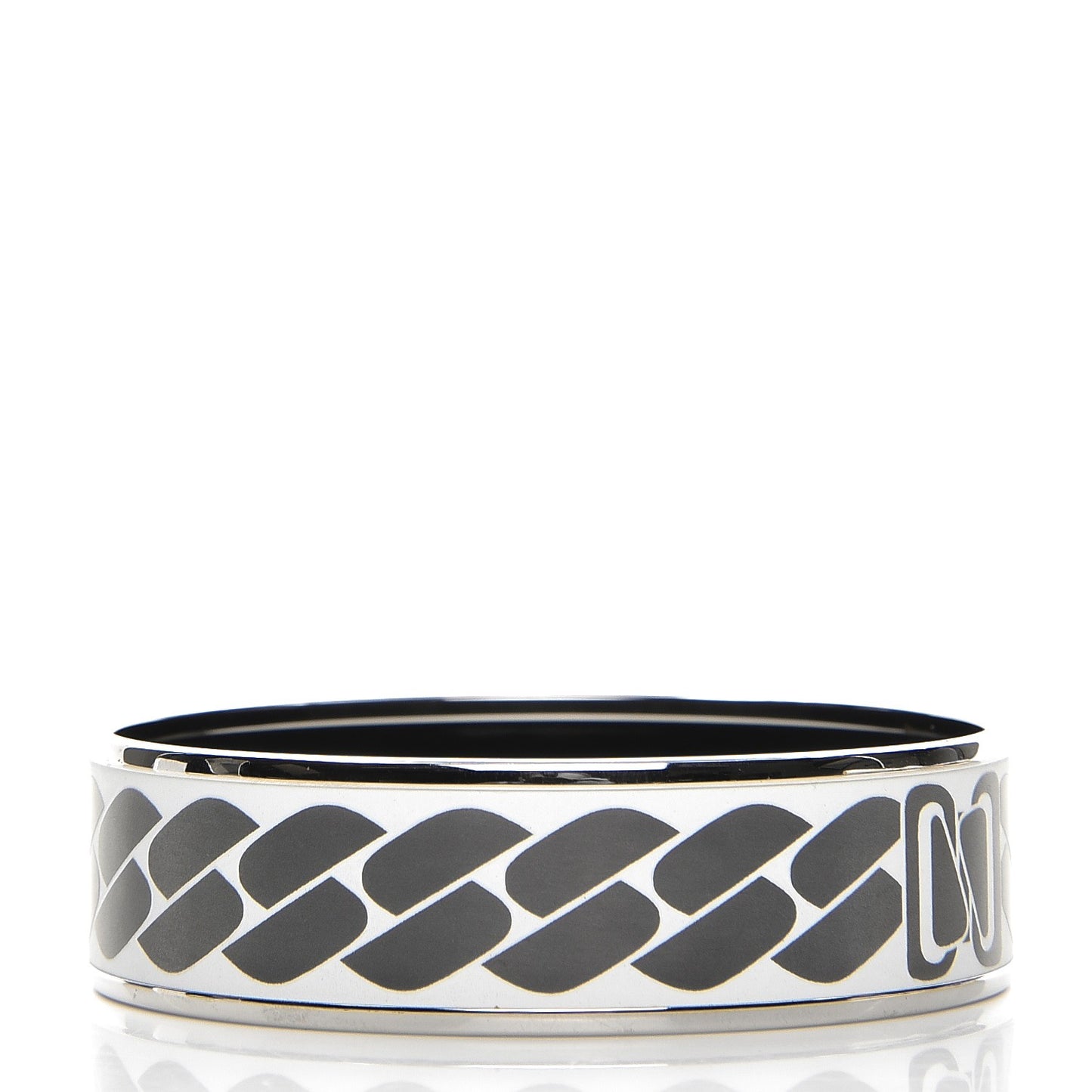 Enamel Printed Wide Clic C'est Noue Bracelet 70 Blanc Platine