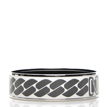 Hermes Enamel Printed Wide Clic C'est Noue Bracelet 70 Blanc Platine 3 of 5