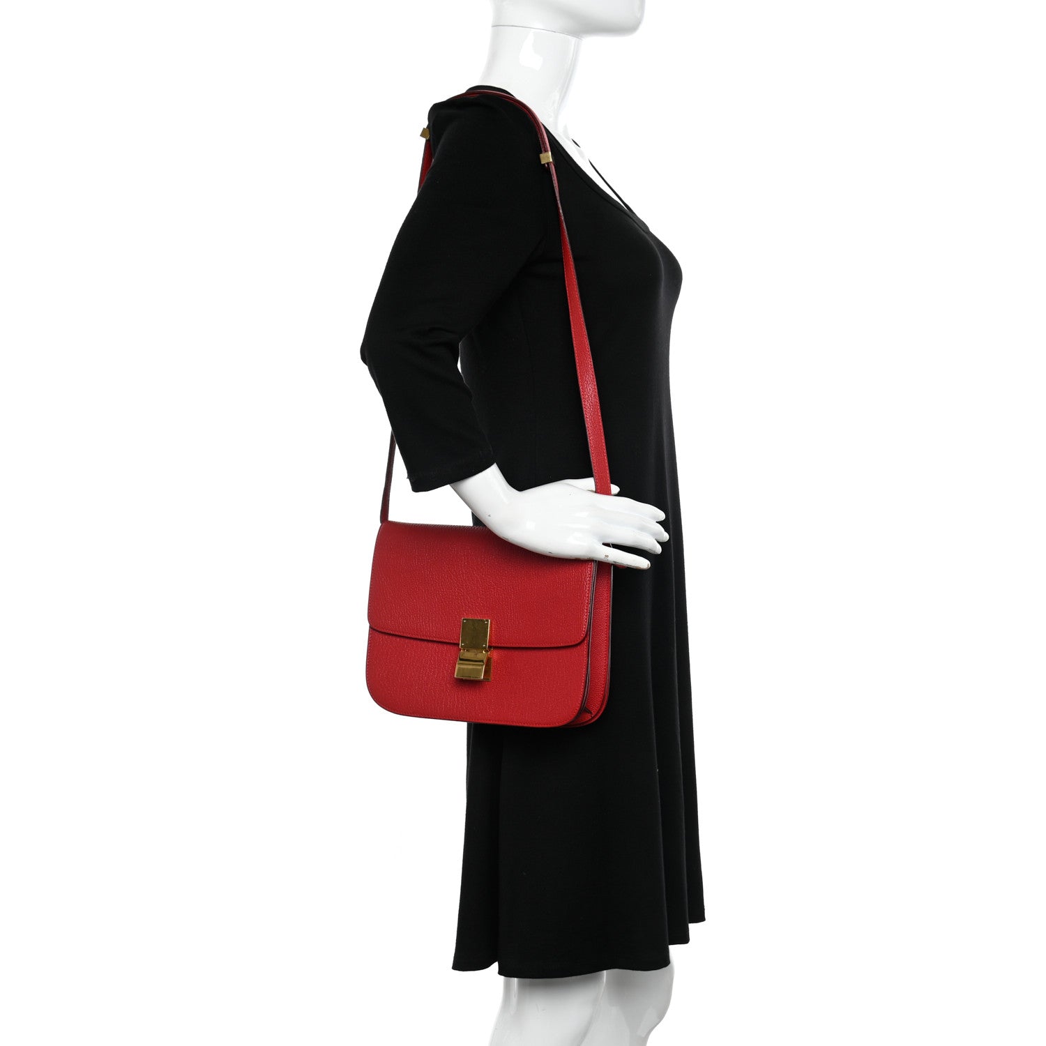 Celine Goatskin Medium Classic Box Flap Bag Dark Pink 2 of 15