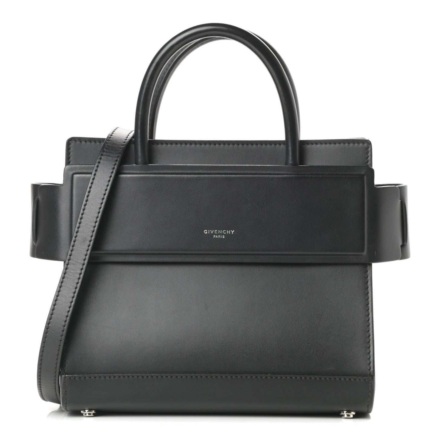 Smooth Calfskin Mini Horizon Satchel Black