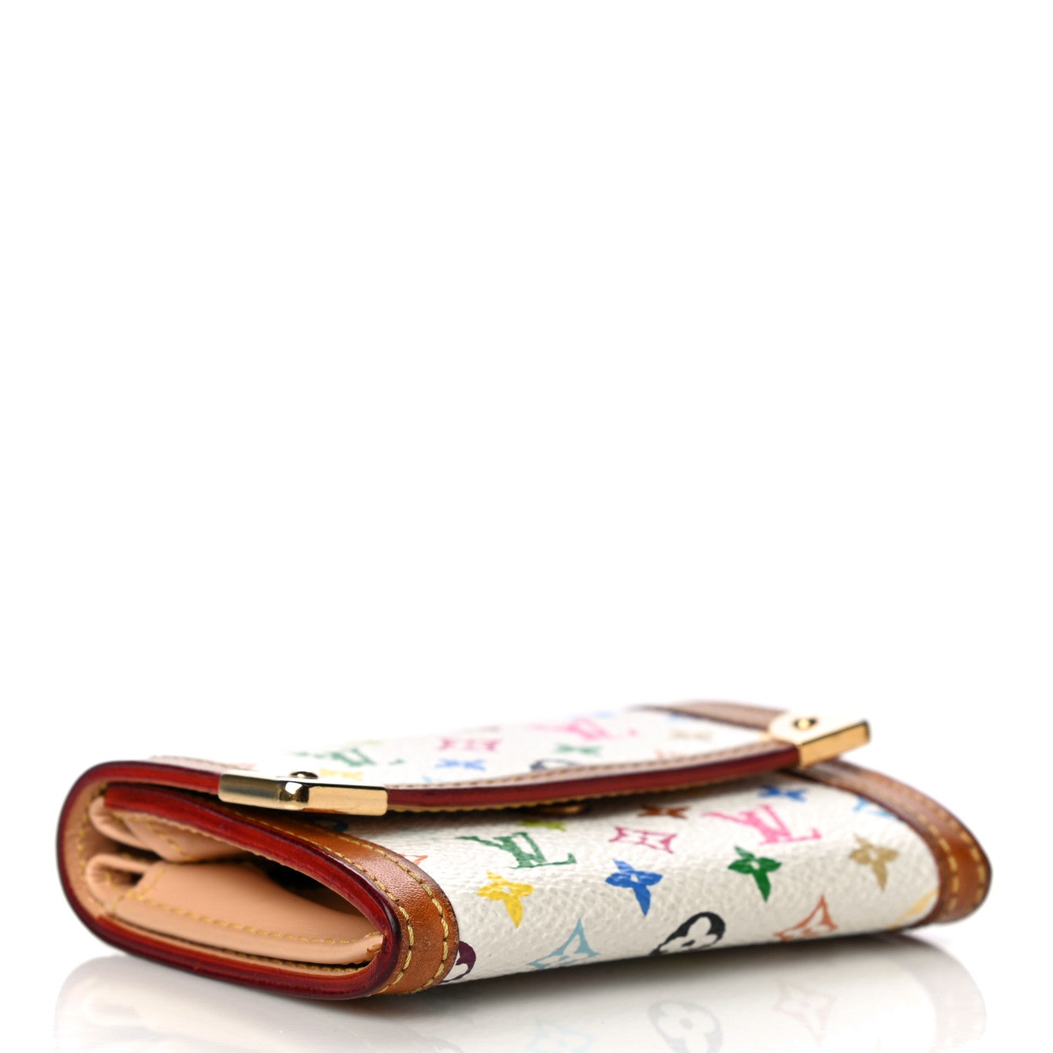 Louis Vuitton Monogram Multicolor Porte-Monnaie Plat Coin Purse White 4 of 16