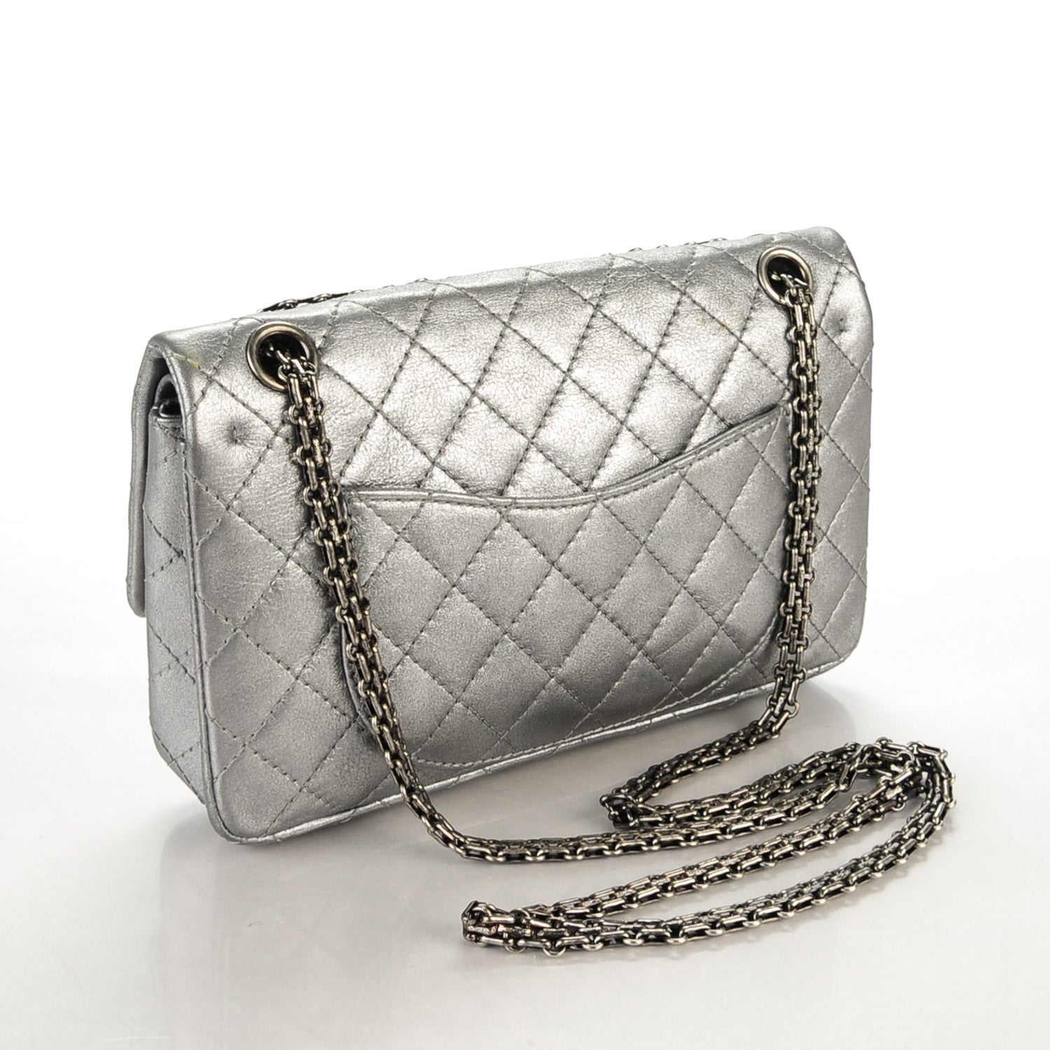 Chanel Metallic Calfskin Quilted Lucky Charms 2.55 Reissue 225 Flap Dark Silver 3 of 8