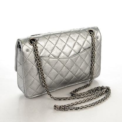Chanel Metallic Calfskin Quilted Lucky Charms 2.55 Reissue 225 Flap Dark Silver 3 of 8