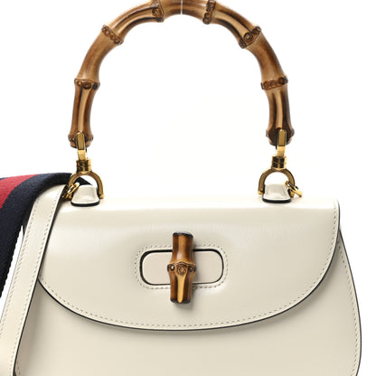 Gucci Boarded Dyana Lux Calfskin Web Small Bamboo 1947 Top Handle Bag Mystic White 9 of 11