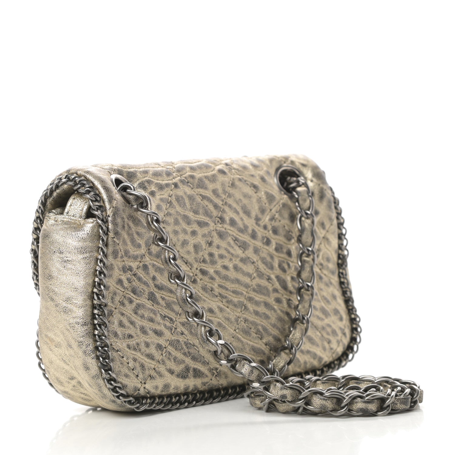 Chanel Distressed Lambskin Mini Leo Lion Flap Metallic 3 of 11